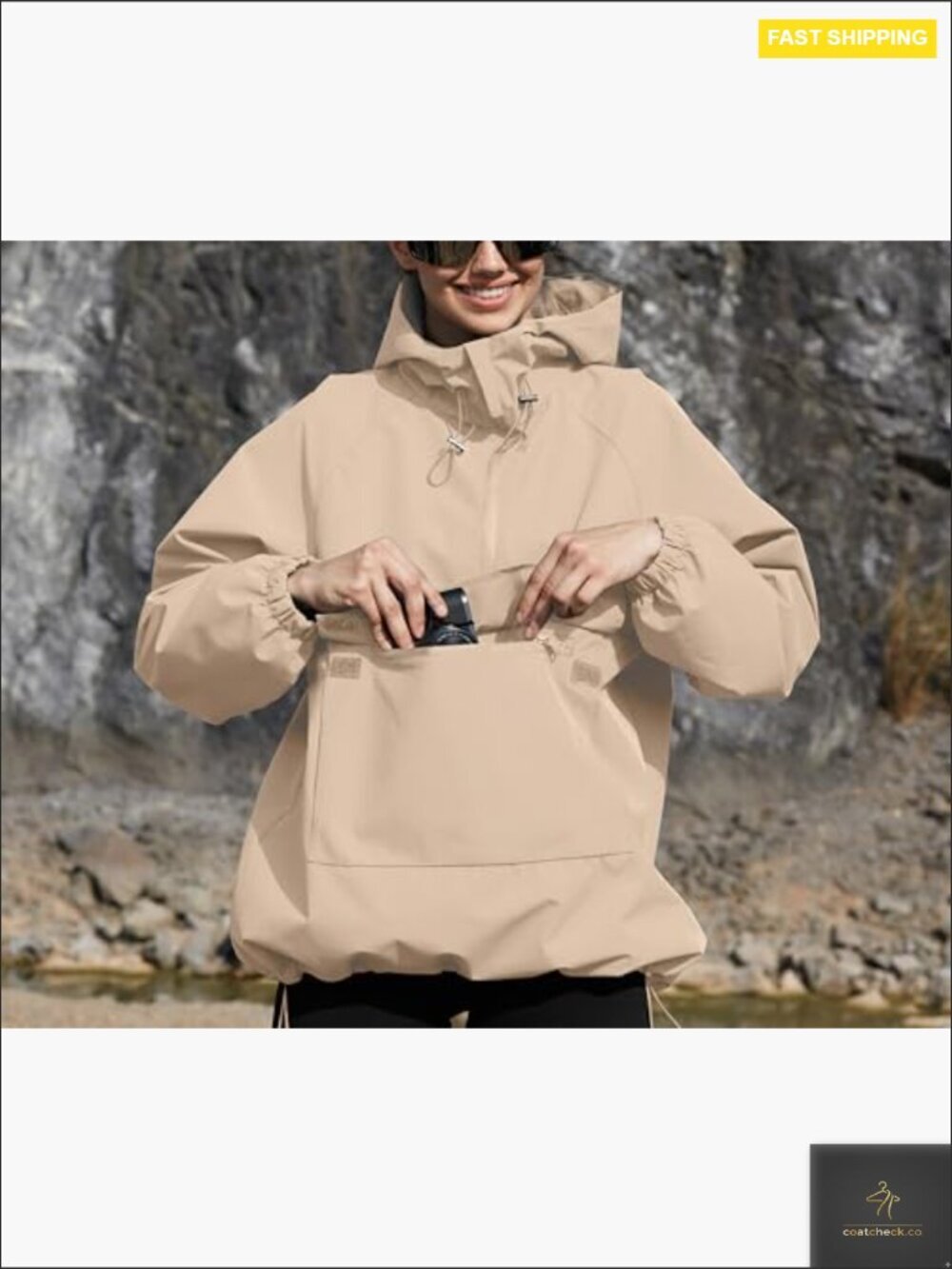 Lightweight Packable Waterproof Rain Jacket Hooded Windbreaker Outdoor Hiking - Picture 3 of 7